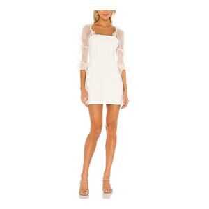 Amanda Uprichard 'Tia' White Organza Puff Sleeve Dress Size L